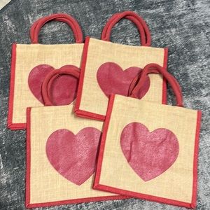 3/$10 Burlap heart bags (4)